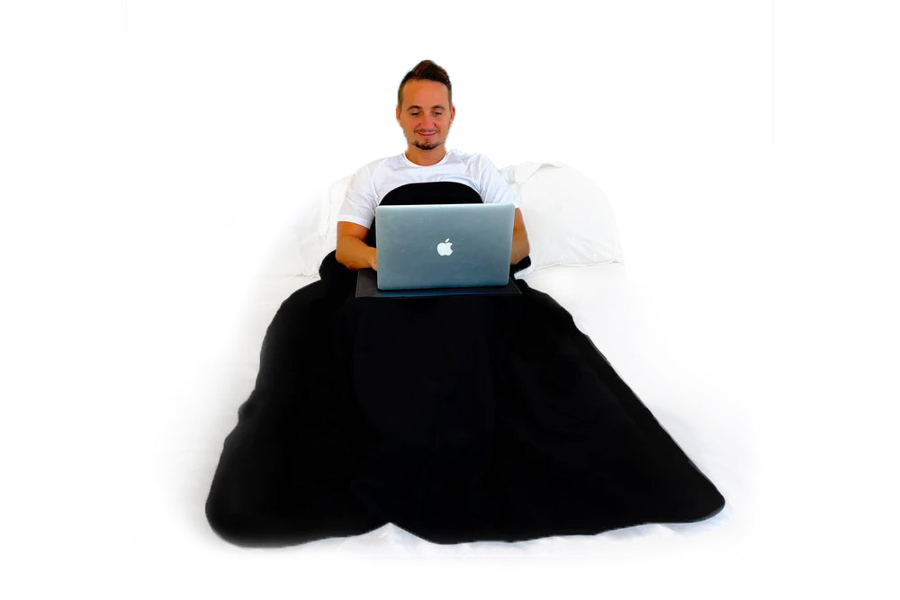 Man Using EMF Radiation Blocking Blanket